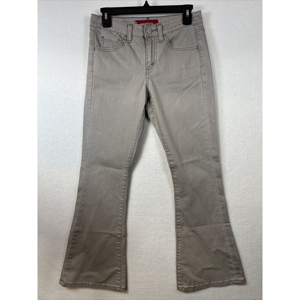 Levis 519 Jeans Low Stretch Flare Womens 28x28 Beige Low Rise Denim 9 Junior